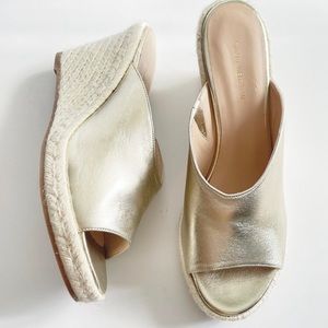 Stuart weitzman gold leather wedge sandals. Size 8.5. New without tags.